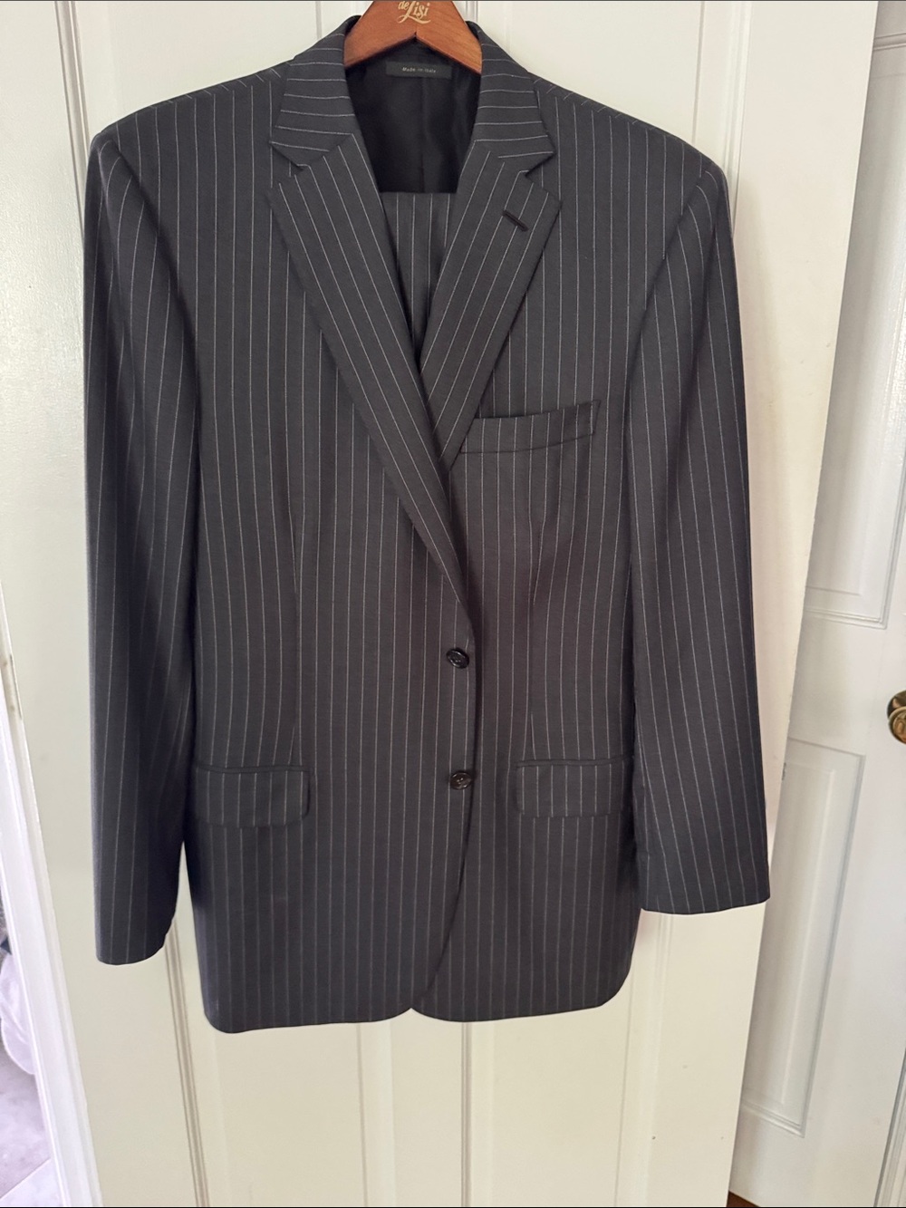 Brioni Charcoal Pinstripe Two-Button Suit Jacket